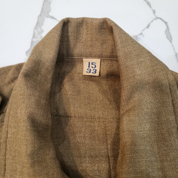 RARE 1940s VINTAGE USA WORLD WAR TWO US ARMY WINTER SERVICE SHIRT SIZE 15/33 - Picture 7 of 10